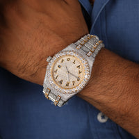 Moissanite Micro Pave Arabic Watch Stainless Steel Automatic Movement Watch