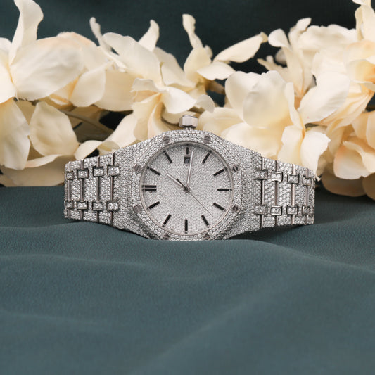 Fully Iced Out 41MM White Moissanite Diamond Watch