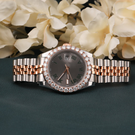 Brilliant Cut VVS1 Moissanite White & Rose Gold Tone Luxury Watch