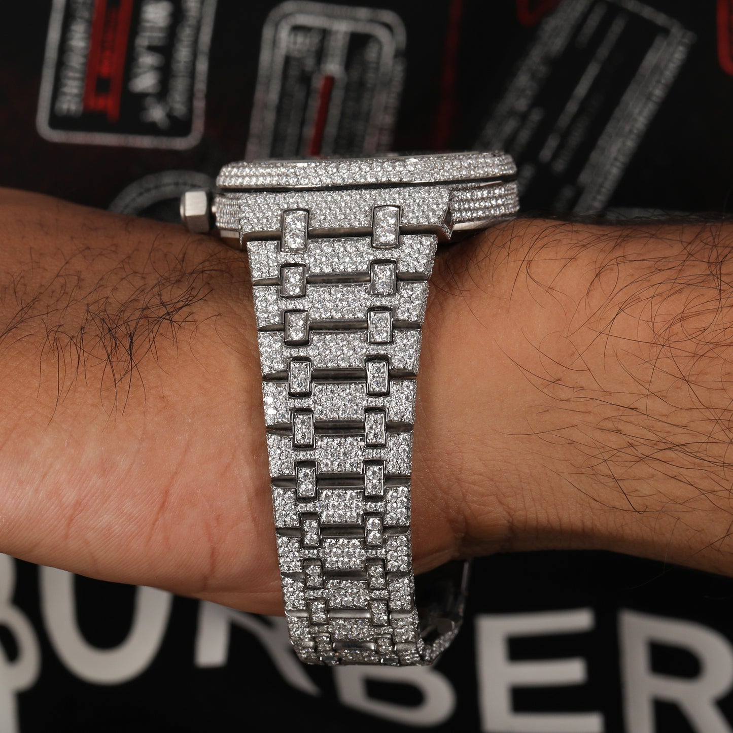 Fully Iced Out 41MM White Moissanite Diamond Watch