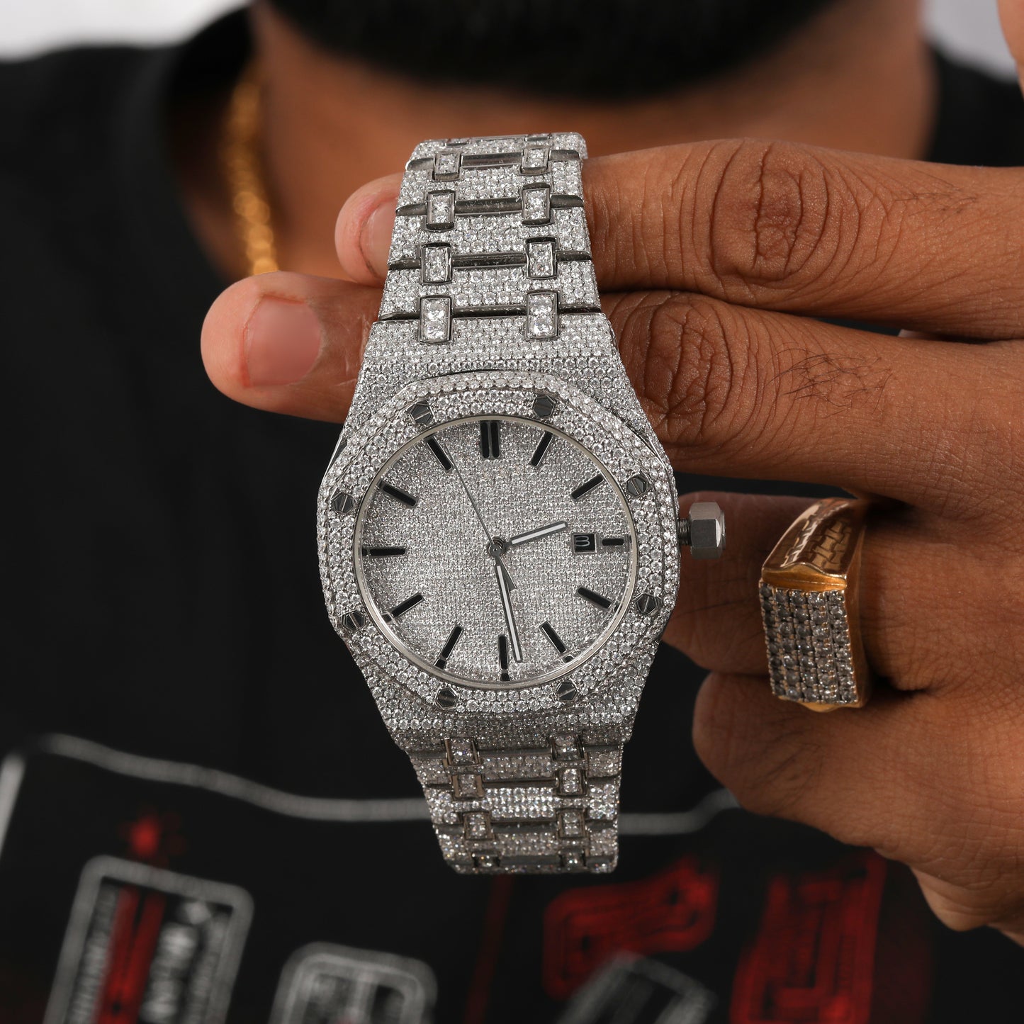 Fully Iced Out 41MM White Moissanite Diamond Watch