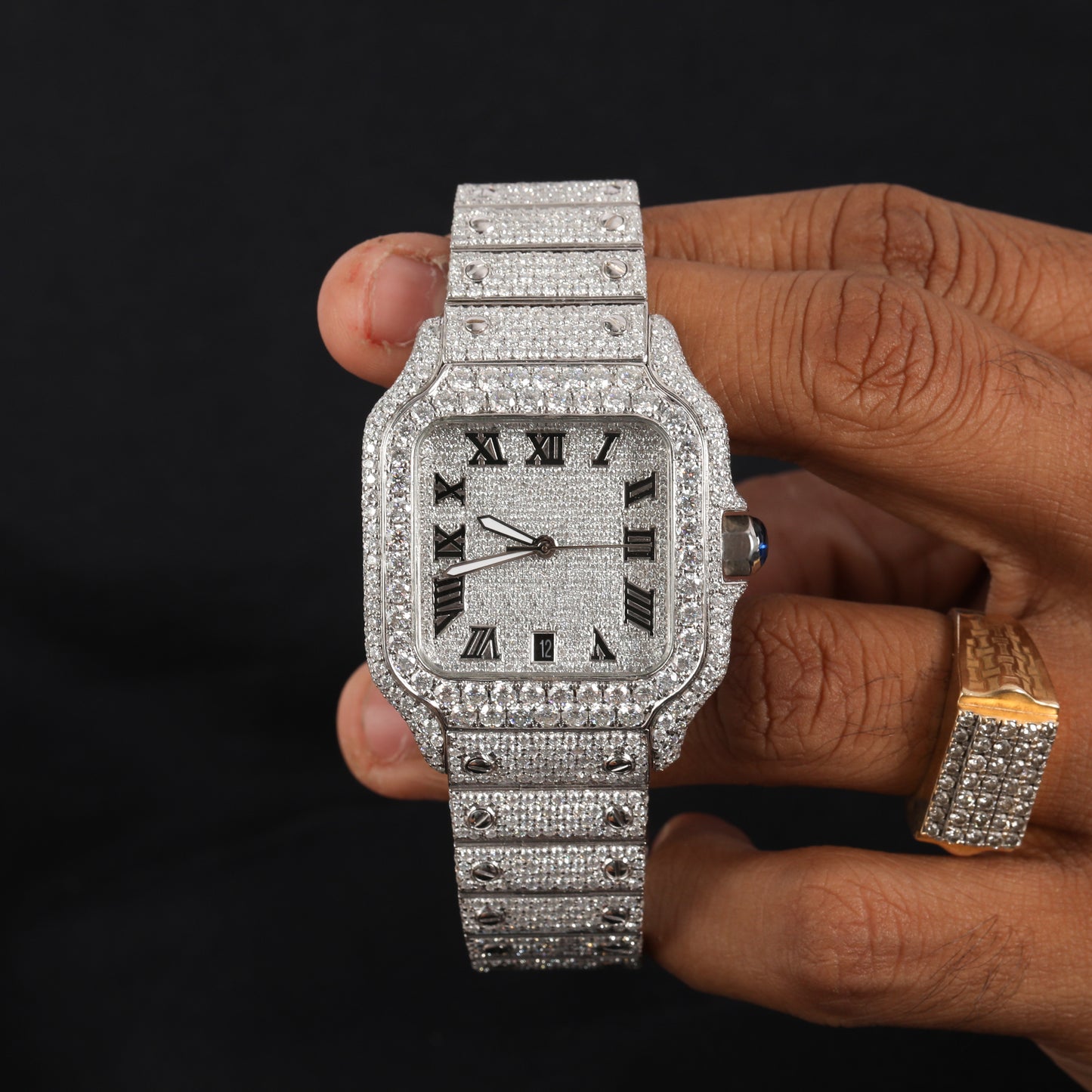 Moissanite White Iced out Automatic Roman Dial Luxury Watch