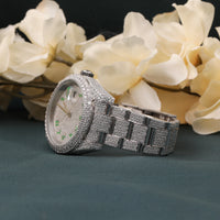 Handset VVS1 Moissanite Fully Iced Out Automatic Movement Bust Down Watch