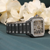 Full Iced Out Skeleton Big Moissanite Diamond Bezal Luxurious Dual Tone Watch