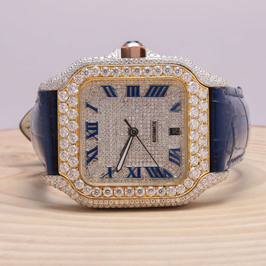 Iced Out Moissanite Automatic Movement Square Dial Watch