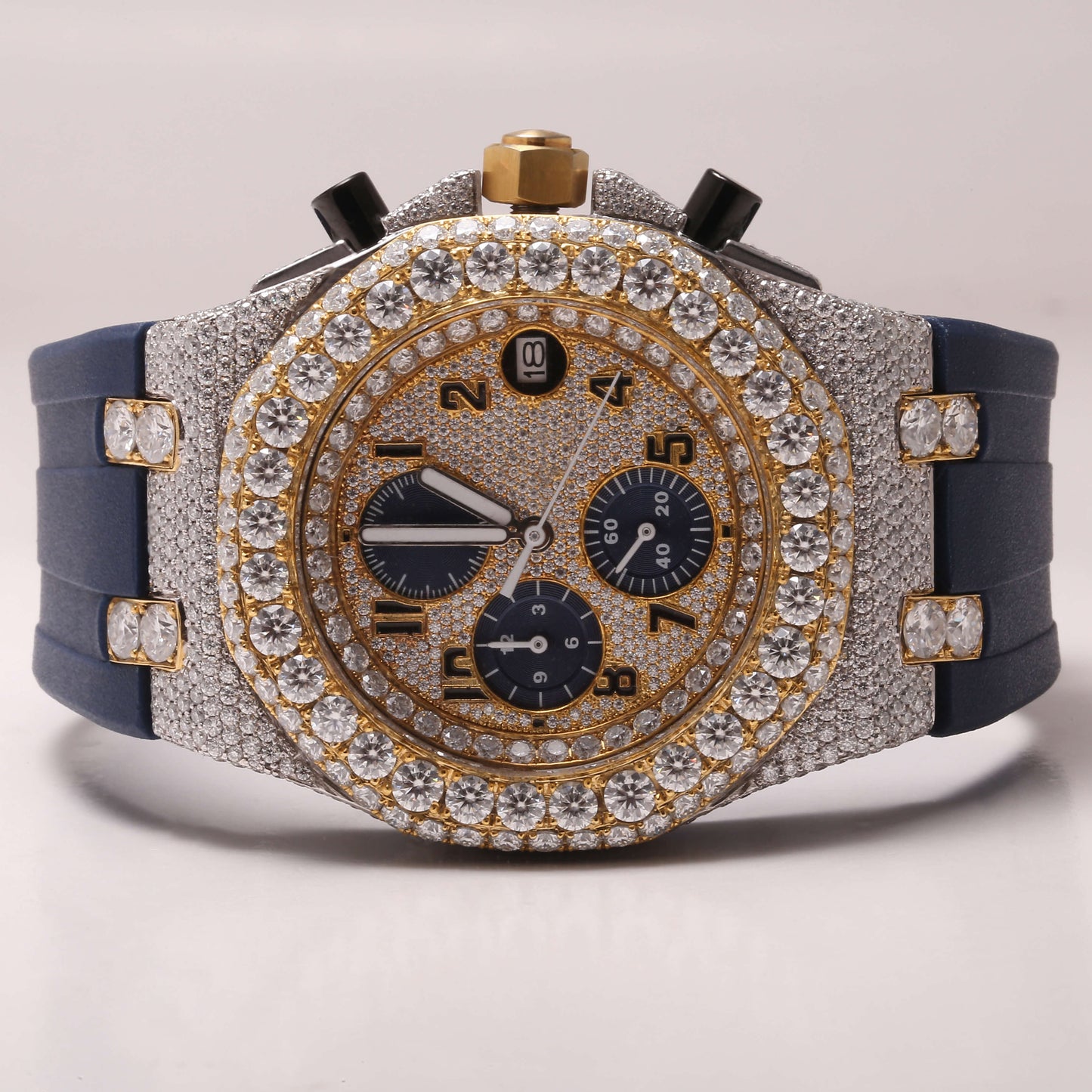 2 Tone Chronograph Moissanite Studded Dial Watch