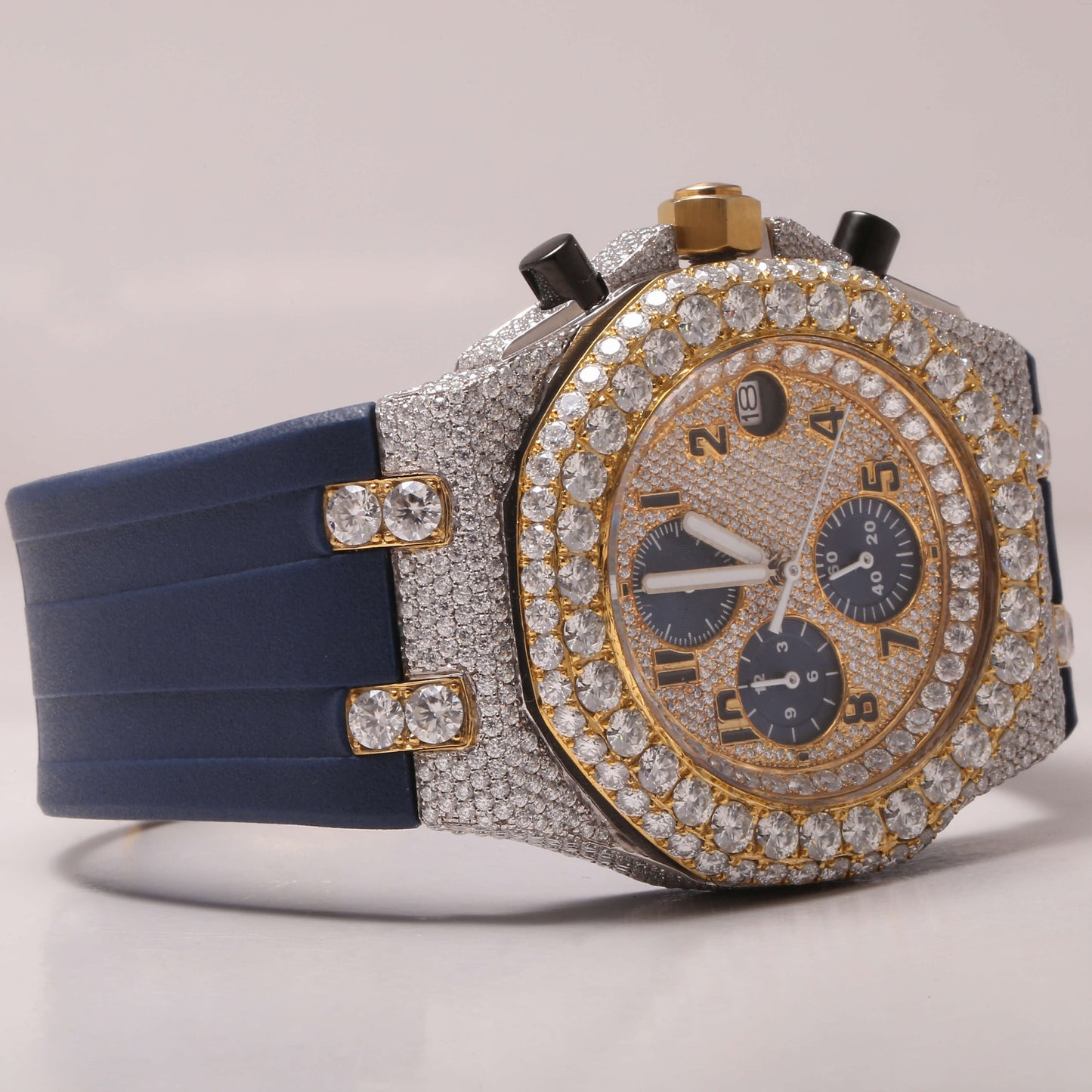 2 Tone Chronograph Moissanite Studded Dial Watch