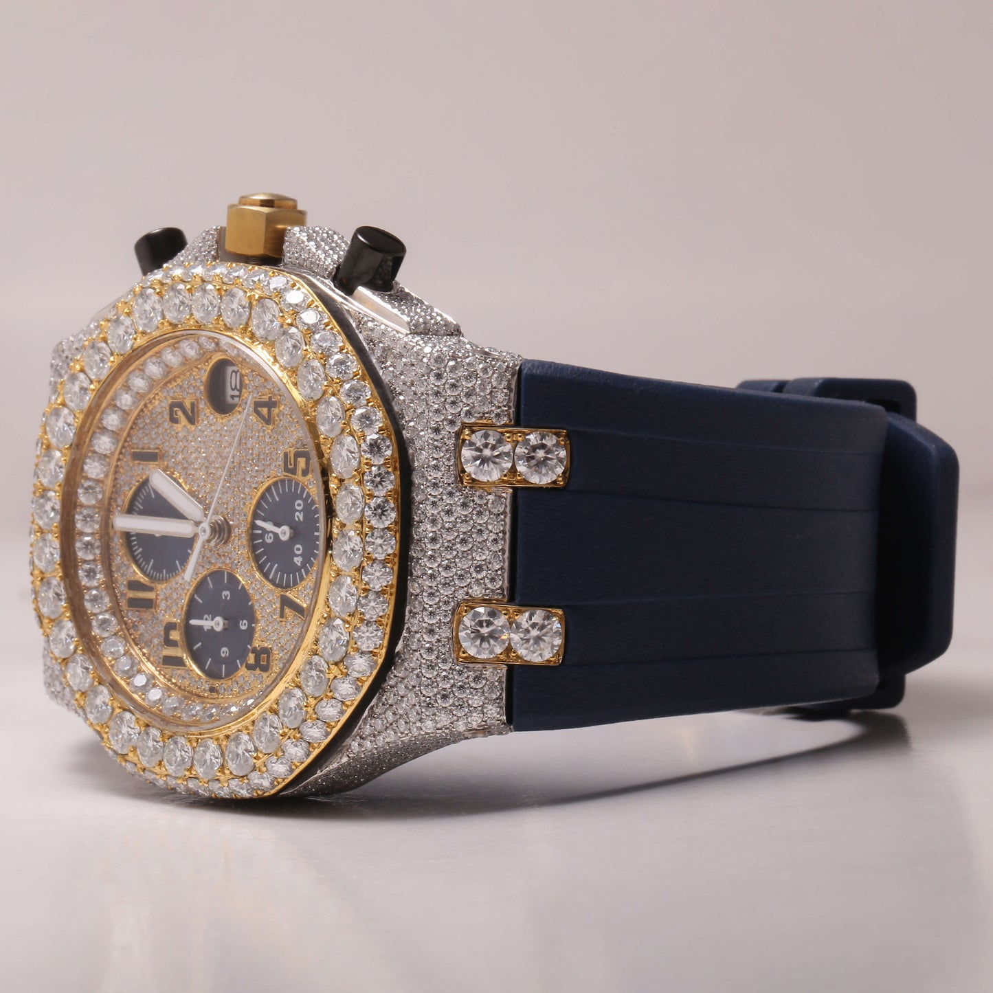 2 Tone Chronograph Moissanite Studded Dial Watch