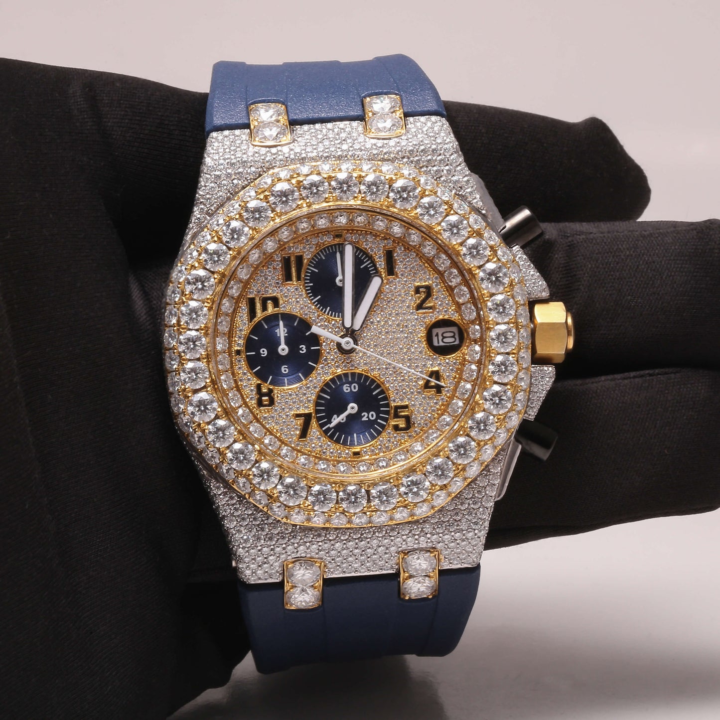 2 Tone Chronograph Moissanite Studded Dial Watch