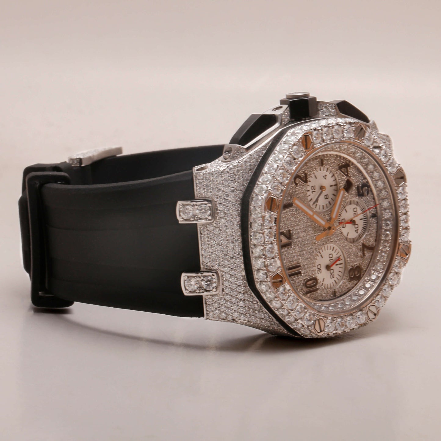 Half Iced Moissanite Chronograph Versatile Hip Hop Watch