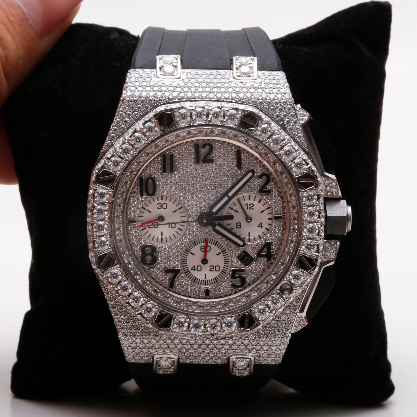 Half Iced Moissanite Chronograph Versatile Hip Hop Watch